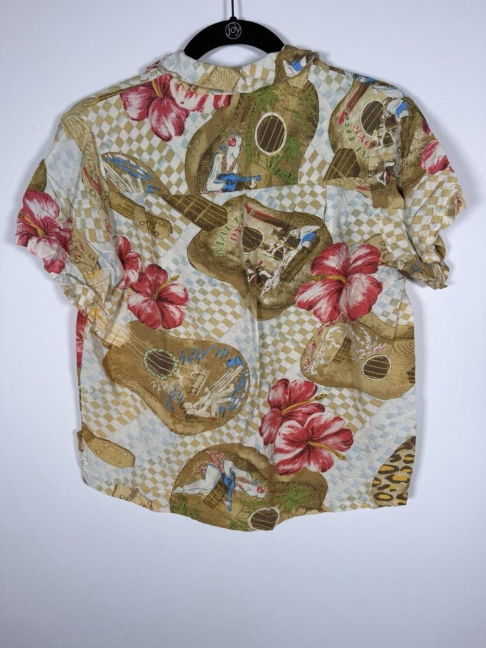 Vintage 90s Jams World hawaiian Hibiscus ukelele flowy camp shirt S retro - Picture 2 of 8